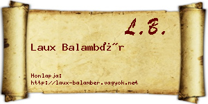 Laux Balambér névjegykártya